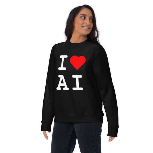 Image of the Premium I Heart AI Sweatshirt 1 (unisex).