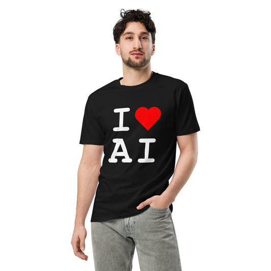 Mockup image of the Premium I Heart AI T Shirt 1 (unisex).