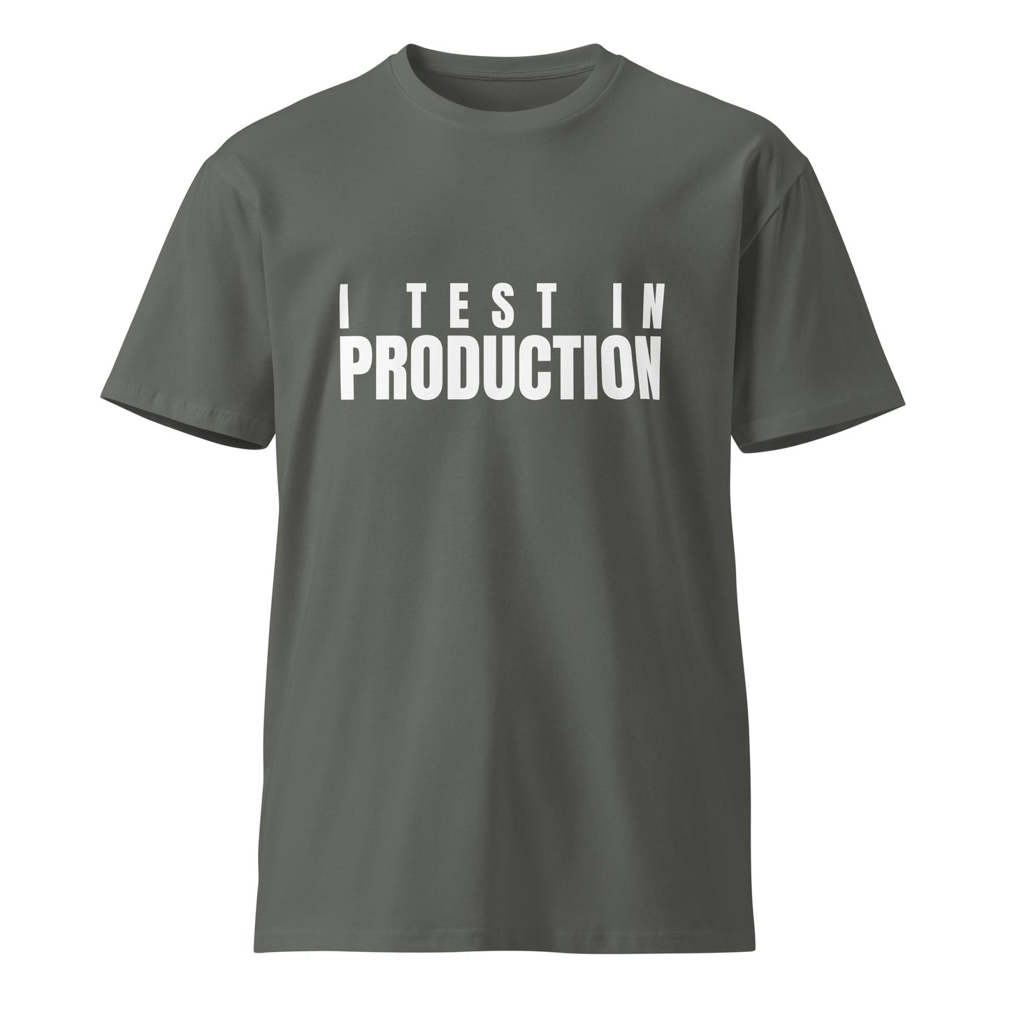 Image of the Premium I Test in Production T-Shirt (unisex) Charcoal / M.