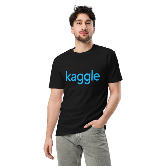 Product mockup photo of the Premium Kaggle Logo T Shirt (unisex).