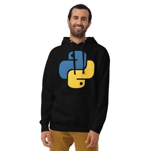 Product mockup photo of the Premium Python Hoodie (unisex).