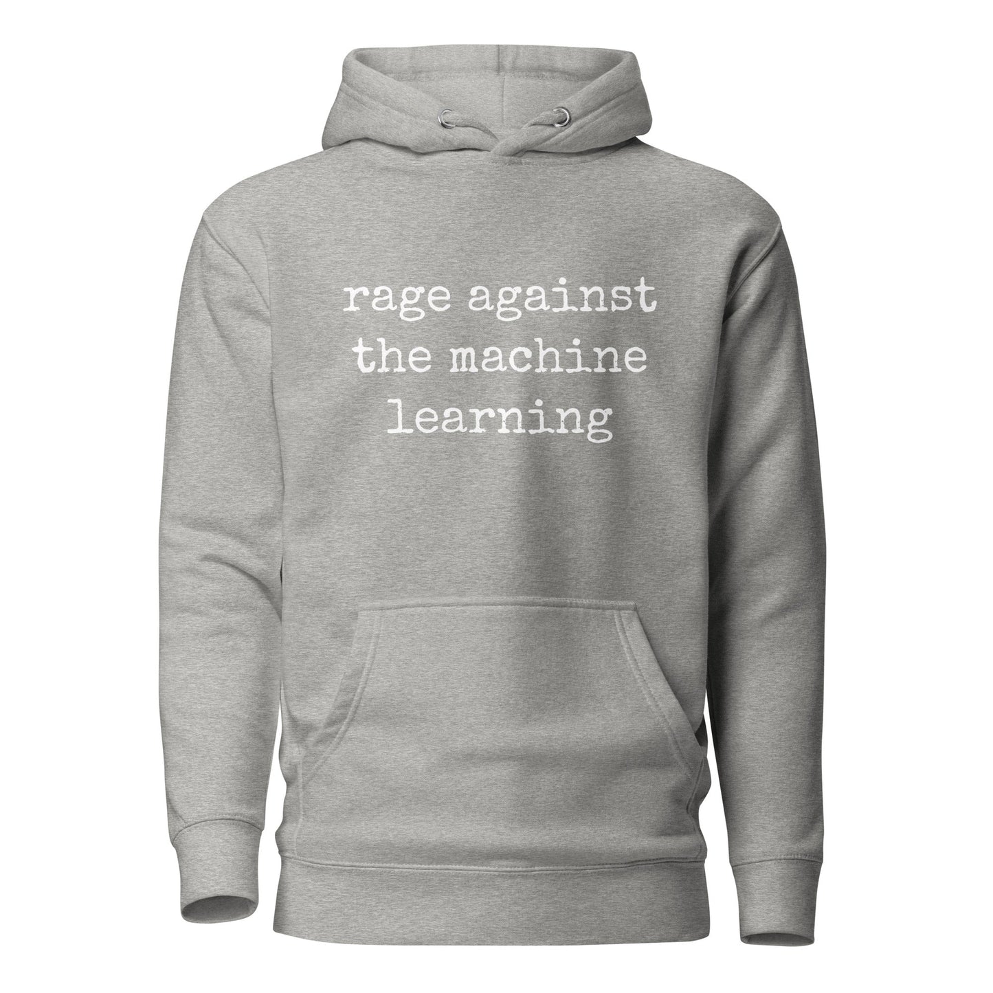 Image of the Premium rage against the machine learning Hoodie (unisex) Carbon Grey / M.