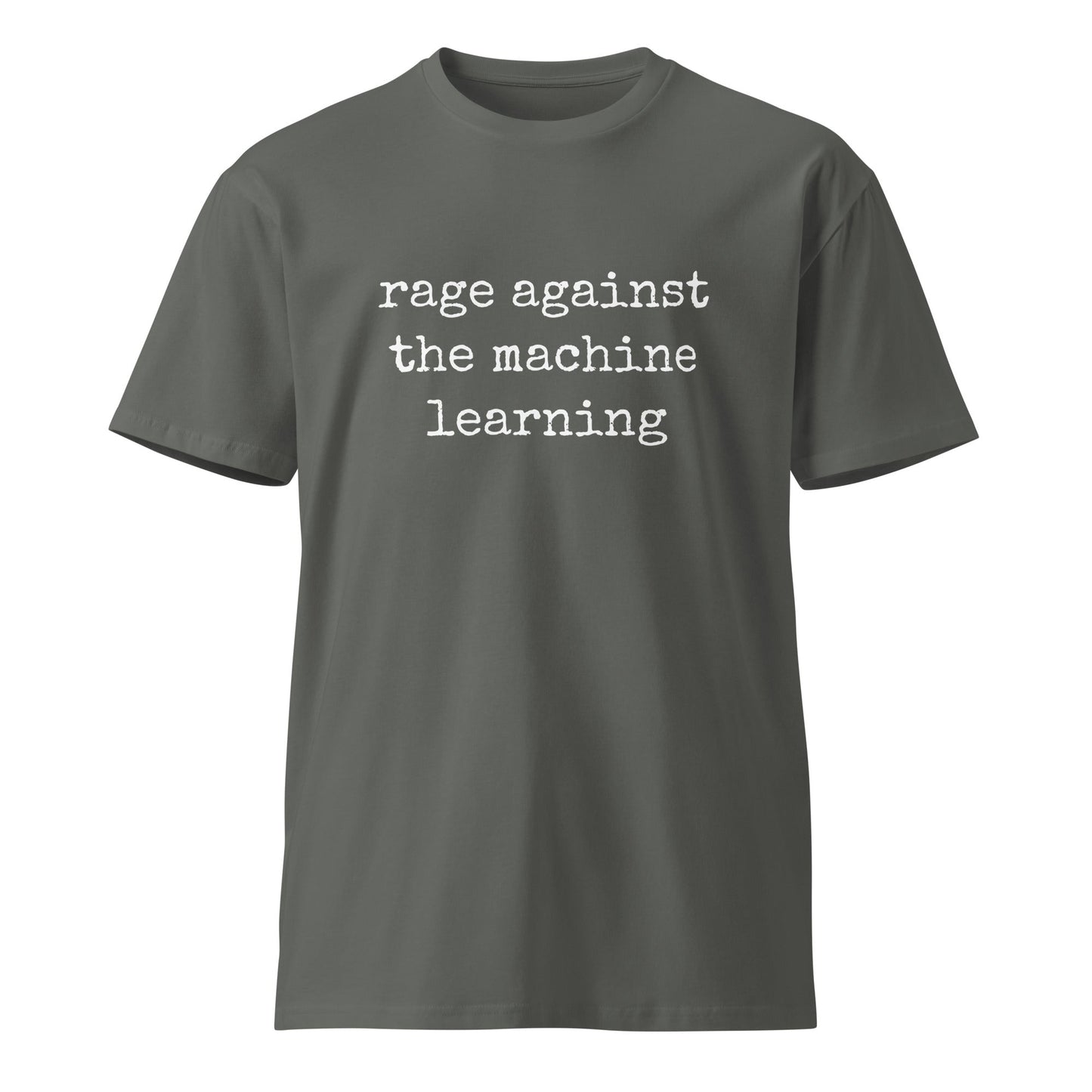 Image of the Premium rage against the machine learning T-Shirt (unisex) Charcoal / M.