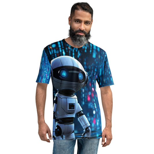 Product mockup photo of the Programming Robot Hero T Shirt (men).