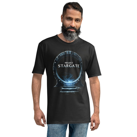 Product mockup photo of the Project Stargate T Shirt 3 (men).