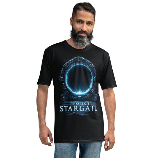 Product mockup photo of the Project Stargate T Shirt (men).