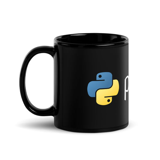 Image of the Python Logo Black Glossy Mug.