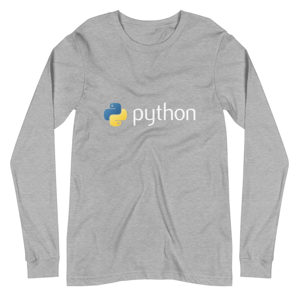 Product mockup photo of the Python Logo Long Sleeve T Shirt (unisex) Athletic Heather / M.
