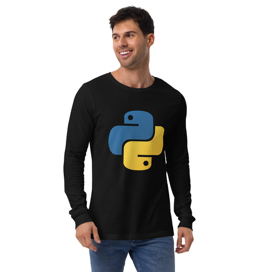 Product mockup photo of the Python Long Sleeve T Shirt (unisex).