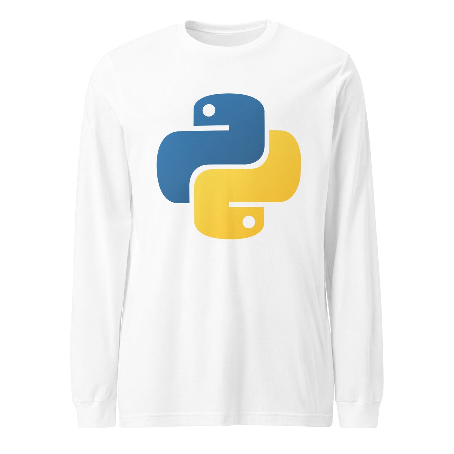 Product mockup photo of the Python Long Sleeve T Shirt (unisex) White / M.