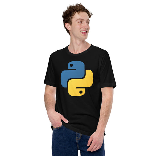 Product mockup photo of the Python T Shirt (unisex).