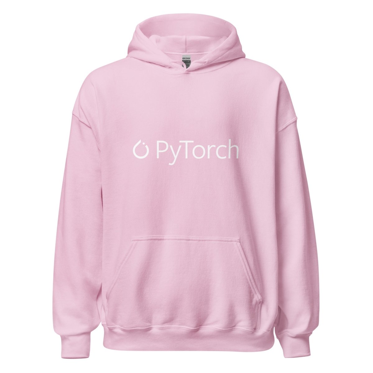 Product mockup photo of the PyTorch White Logo Hoodie (unisex) Light Pink / M.