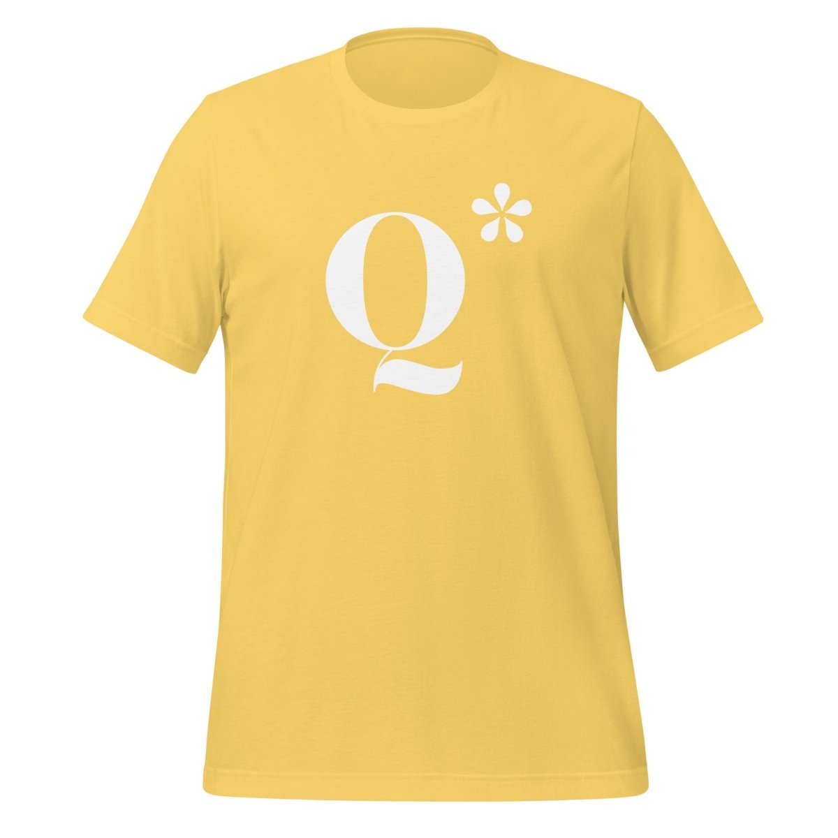 Product mockup photo of the Q* (Q Star) T Shirt 3 (unisex) Yellow / M.