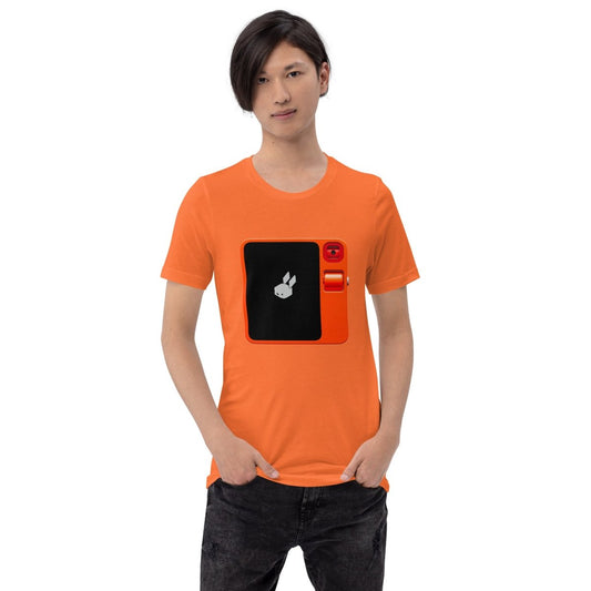 Product mockup photo of the rabbit r1 T Shirt (unisex).