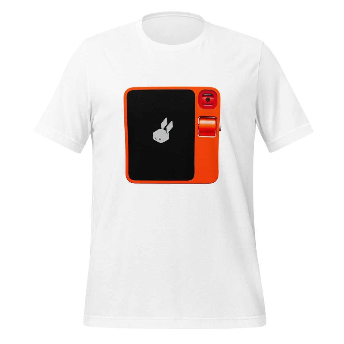 Product mockup photo of the rabbit r1 T Shirt (unisex) White / M.