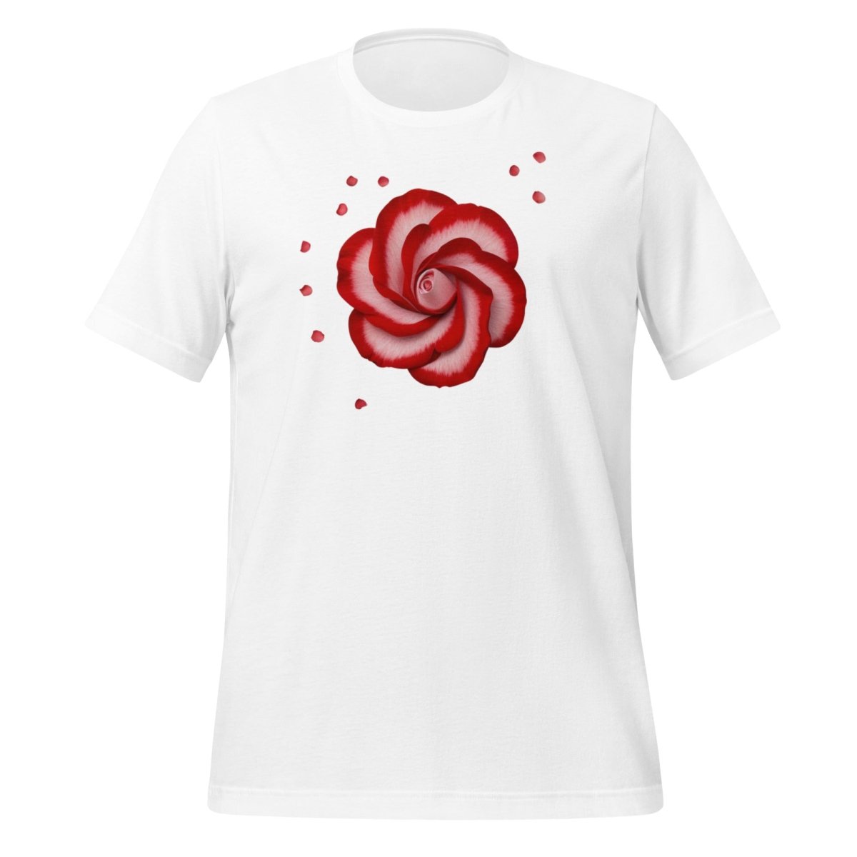 Product mockup photo of the Red Rose Logo T Shirt (unisex) White / M.
