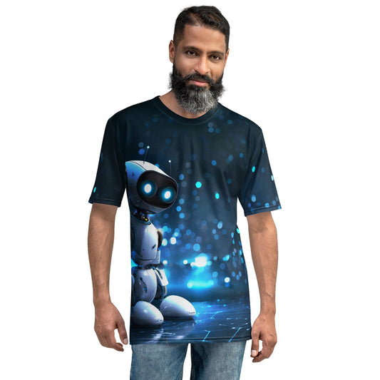 Product mockup photo of the Robot Hero T Shirt (men).