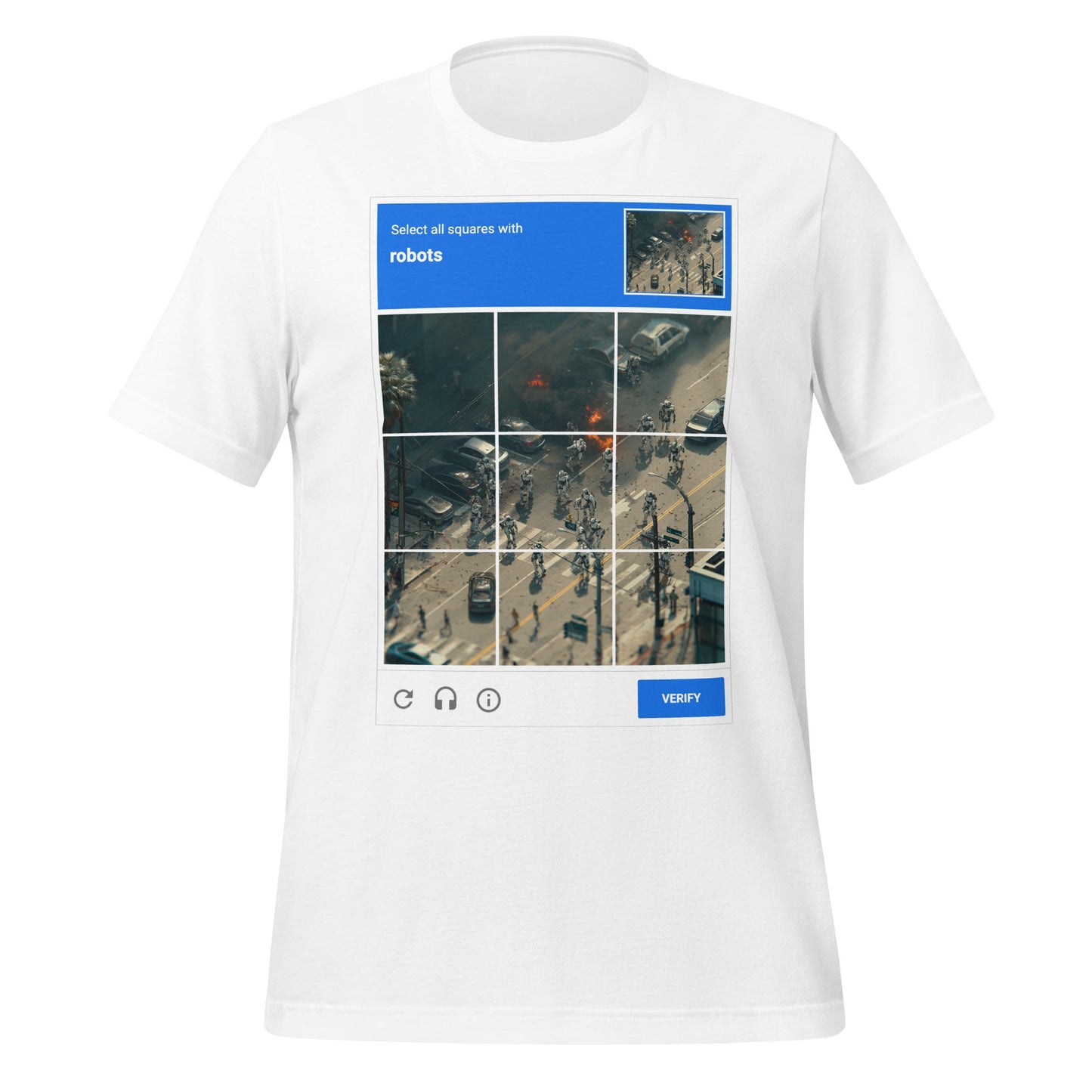 Image of the Select the Robots CAPTCHA T-Shirt (unisex) White / M.