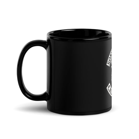 Image of the SONS OF GROK Black Glossy Mug.