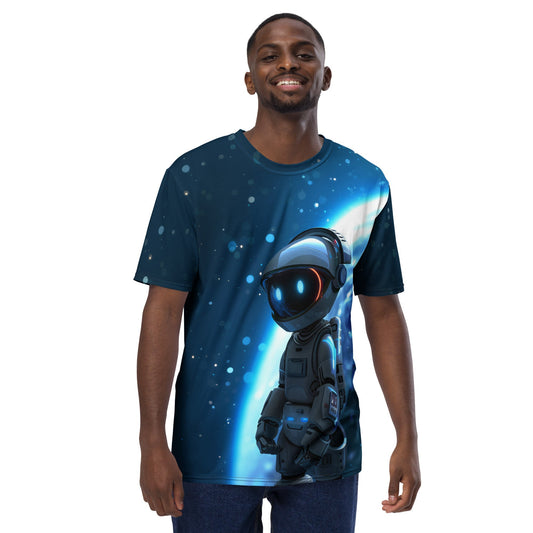 Product mockup photo of the Space Robot Hero T Shirt (men).