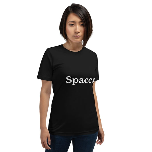 Product mockup photo of the Spaces T Shirt (unisex).