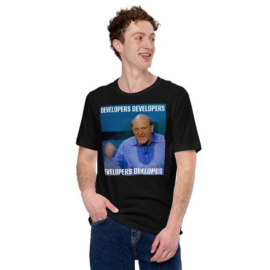 Image of the Steve Ballmer Developers x 4 T-Shirt (unisex).