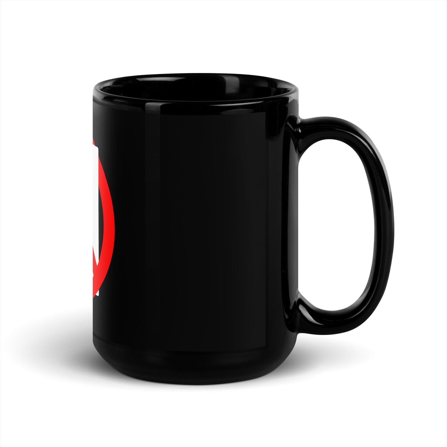 Image of the Stop AI Black Glossy Mug.