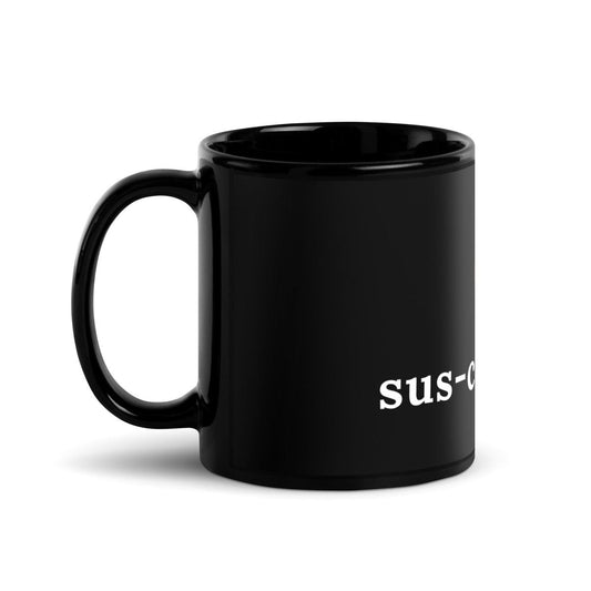 Image of the sus-column-r Strawberry Black Glossy Mug.
