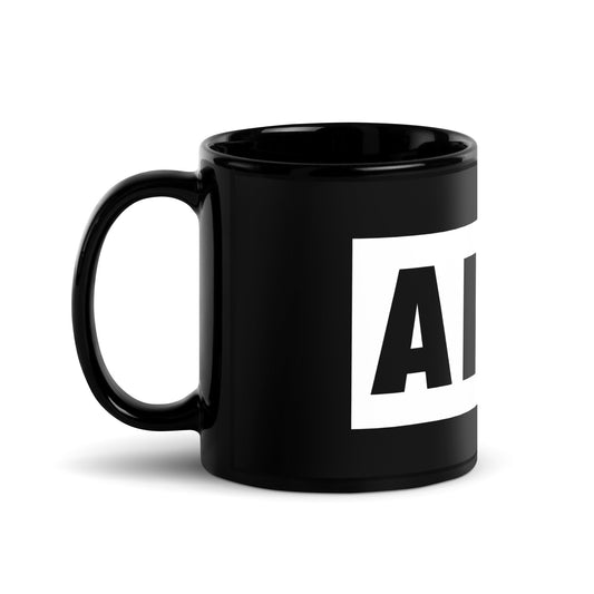 Image of the Talking to Humans is Overrated Black Glossy Mug.
