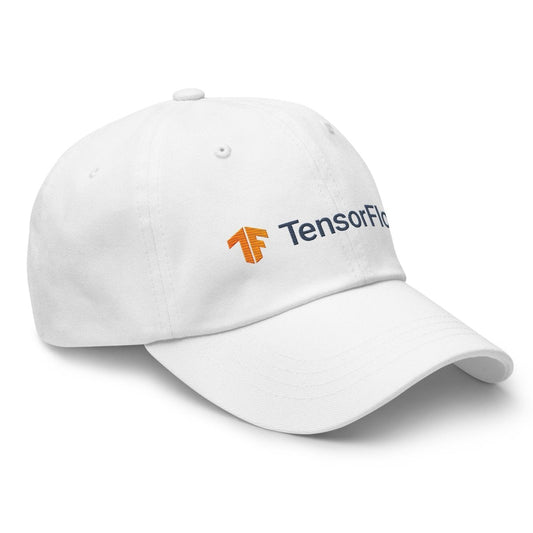 Product mockup photo of the TensorFlow 2 Logo Cap.