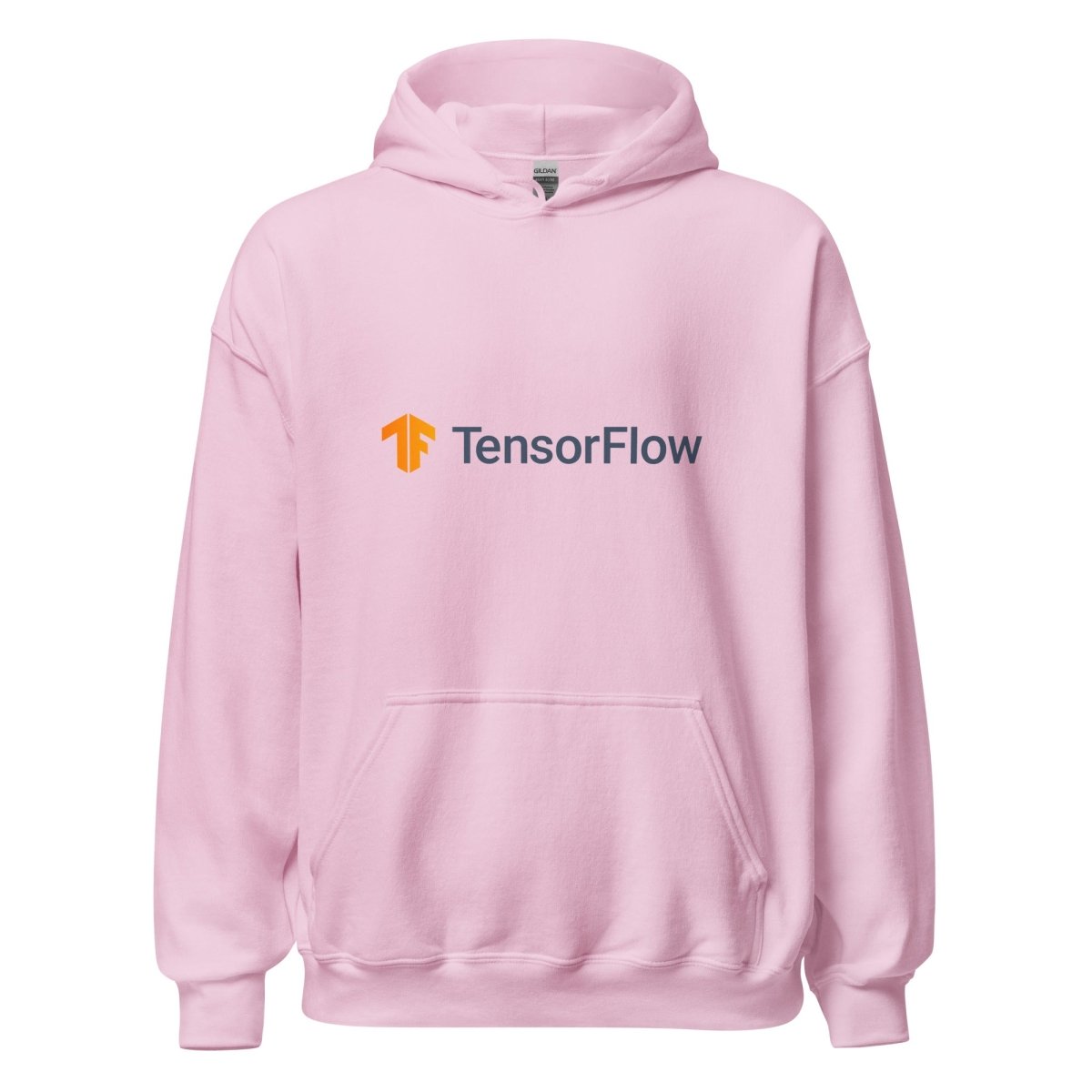 Product mockup photo of the TensorFlow 2 Logo Hoodie (unisex) Light Pink / M.