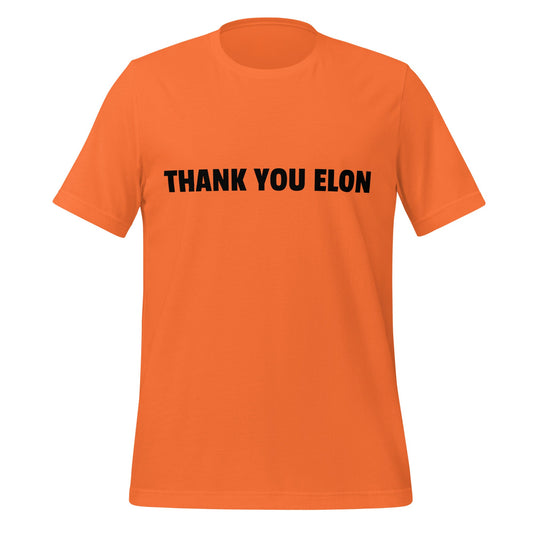 Image of the THANK YOU ELON T-Shirt (unisex) Orange / M.