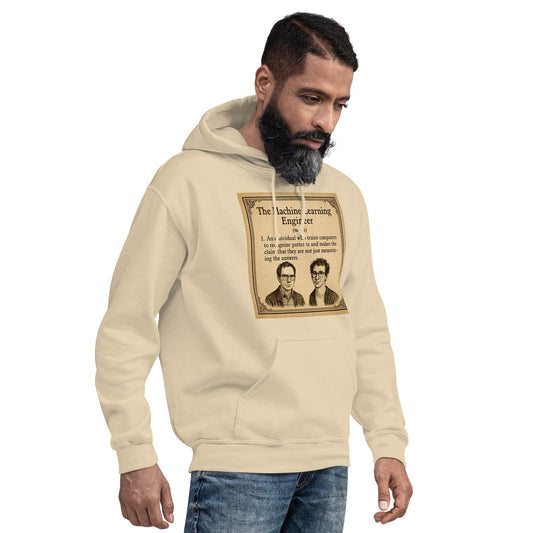 Product mockup photo of the The ML Engineer Hoodie 1 (unisex).