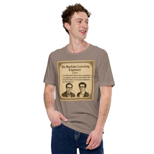 Product mockup photo of the The ML Engineer T Shirt 1 (unisex).