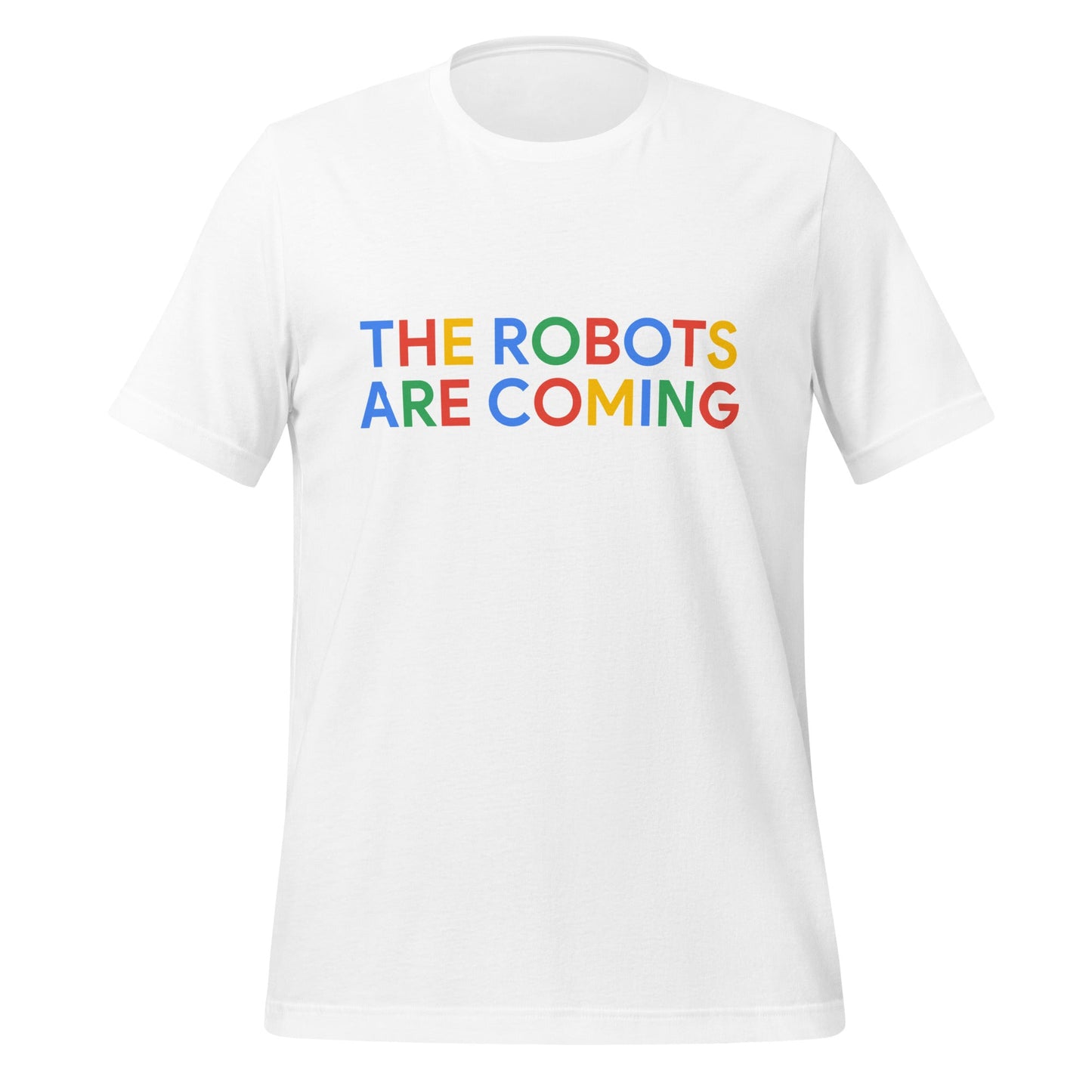 Image of the THE ROBOTS ARE COMING Search Logo T-Shirt (unisex) White / M.