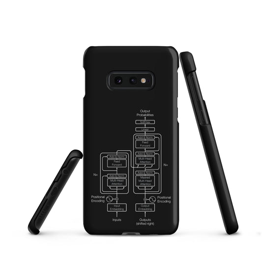 Image of the The Transformer Model Architecture on Black Snap Case for Samsung Samsung Galaxy S10e.