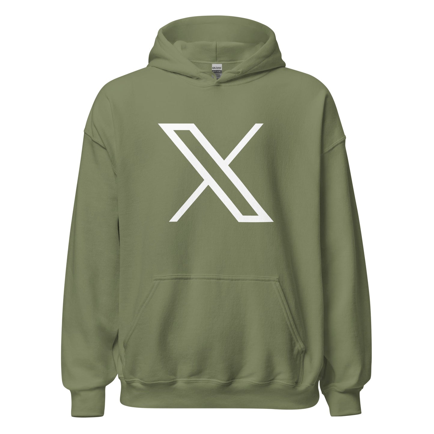 Image of the Twitter X Logo Hoodie (unisex) Military Green / M.