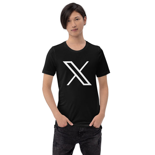 Product mockup photo of the Twitter X Logo T Shirt (unisex).