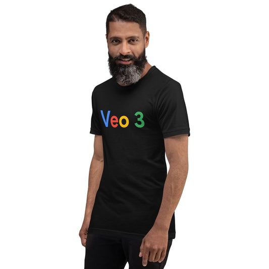 Product mockup photo of the Veo 3 Search Logo T Shirt (unisex).