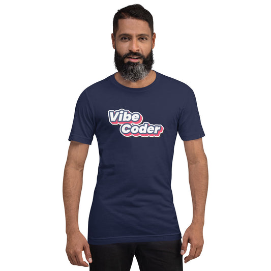 Product mockup photo of the Vibe Coder T Shirt (unisex).