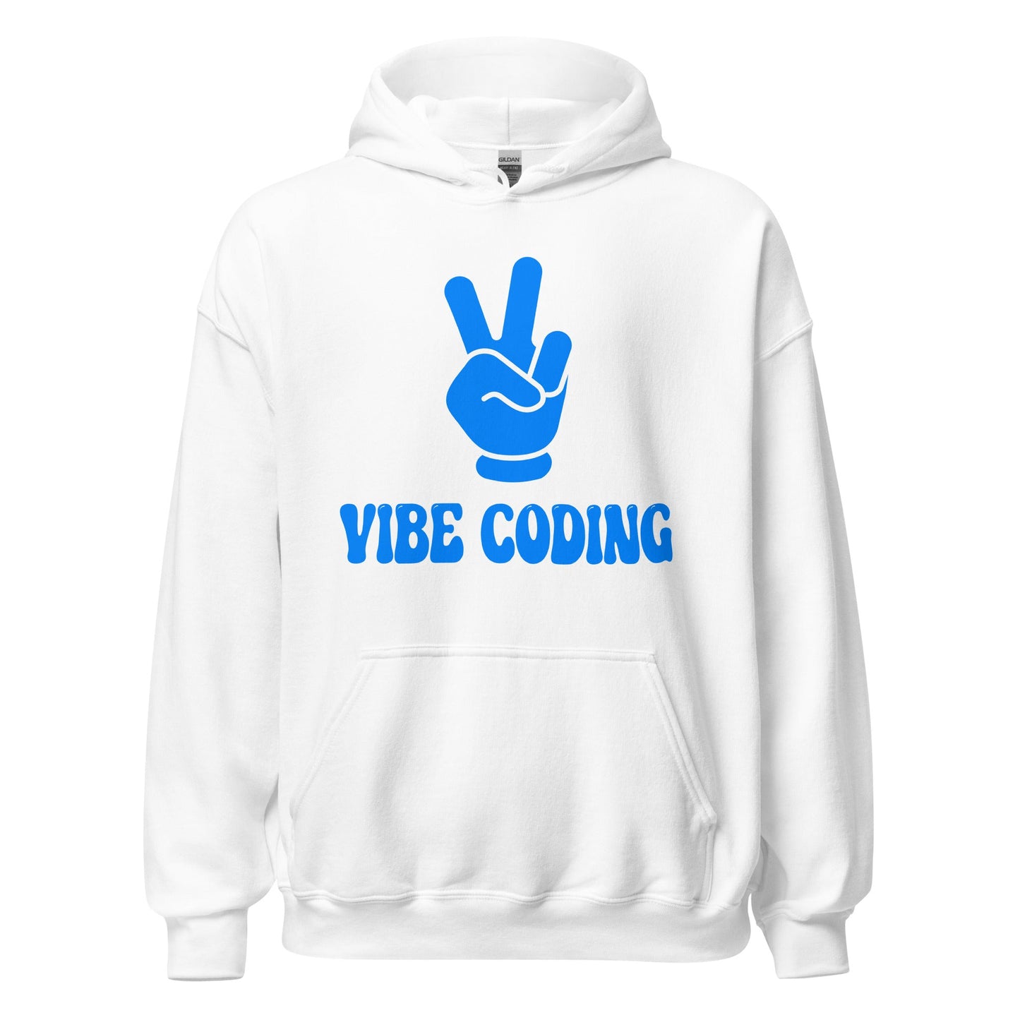 Product mockup photo of the VIBE CODING Hoodie (unisex) White / M.