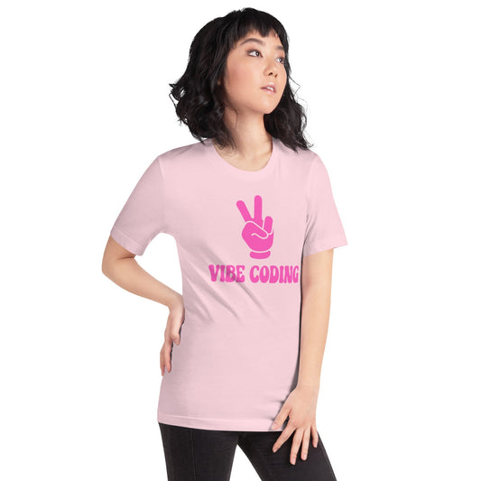 Image of the VIBE CODING in Pink T-Shirt (unisex).