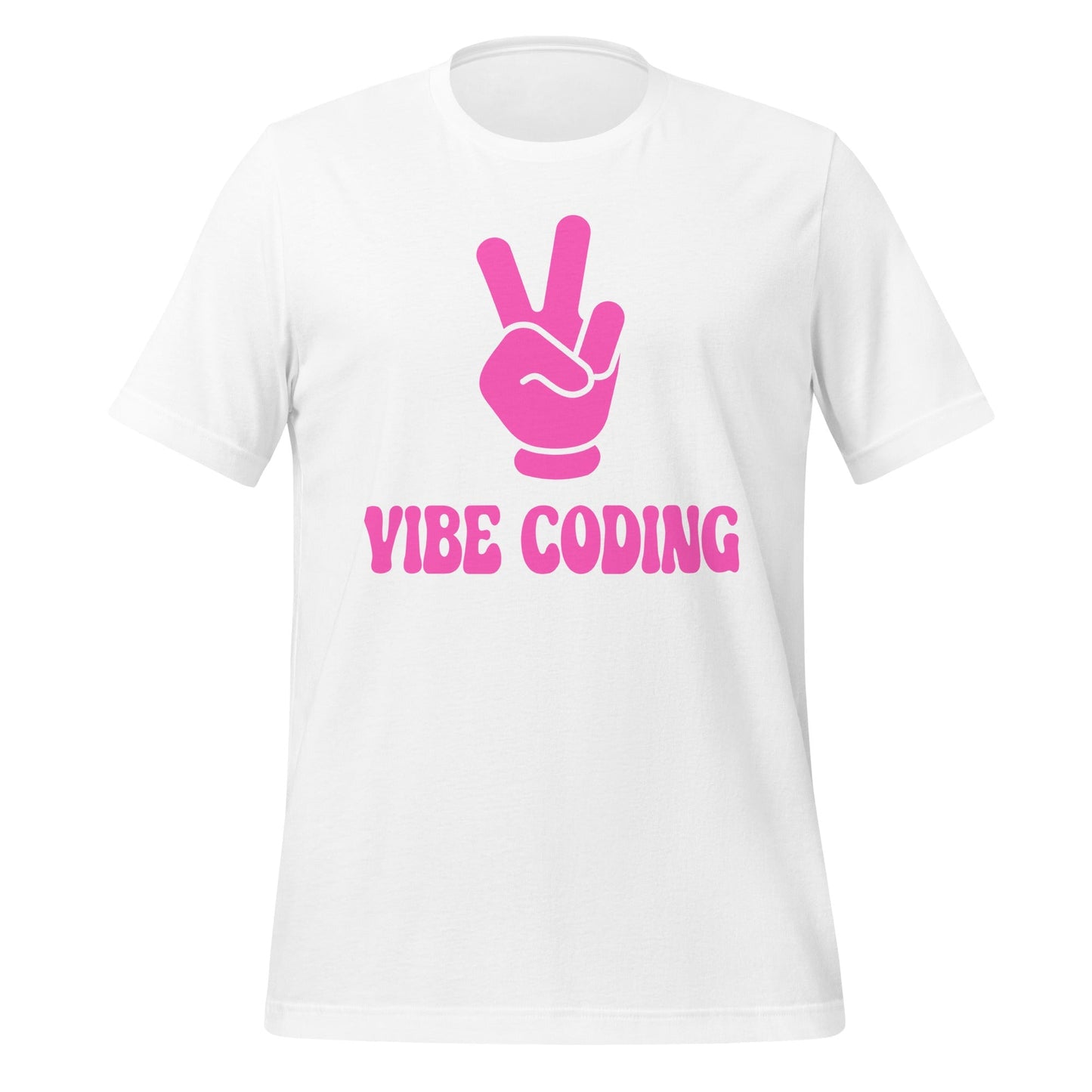 Image of the VIBE CODING in Pink T-Shirt (unisex) White / M.