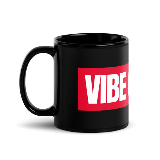 Image of the VIBE CODING Sign Black Glossy Mug.