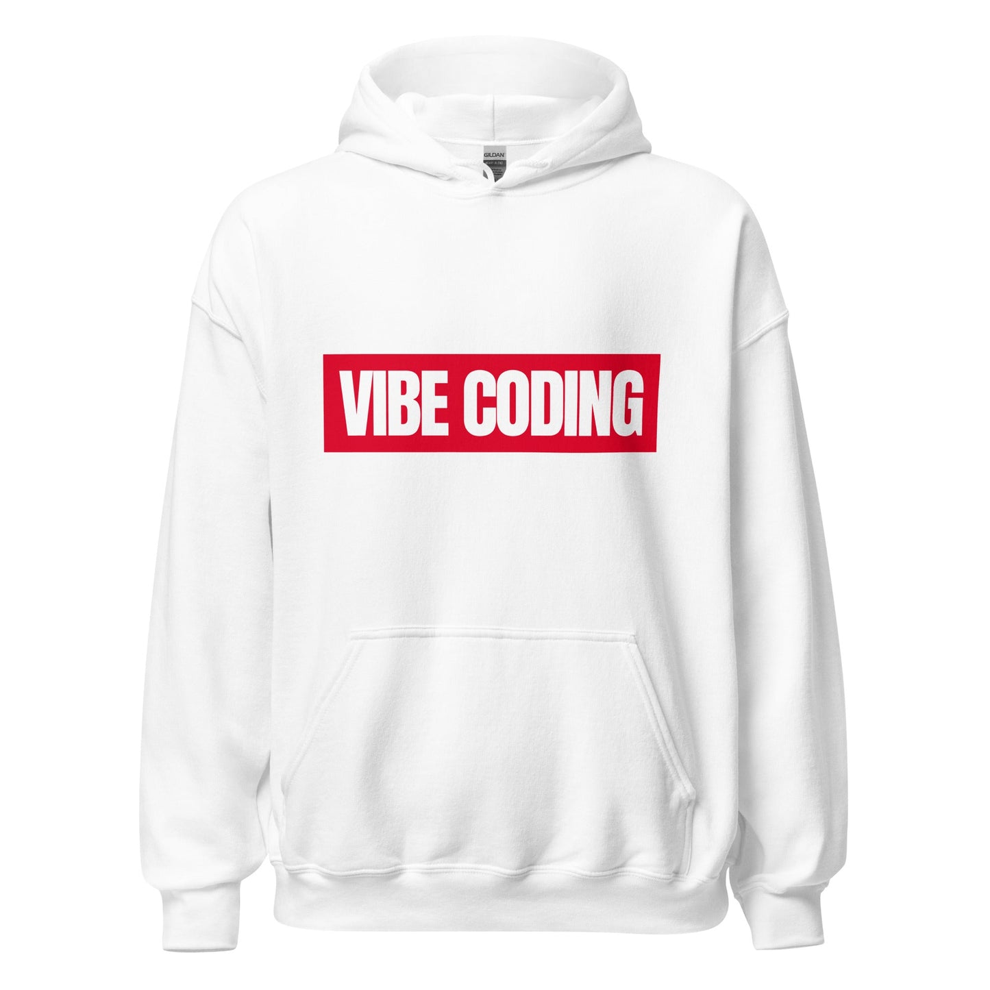 Product mockup photo of the VIBE CODING Sign Hoodie (unisex) White / M.