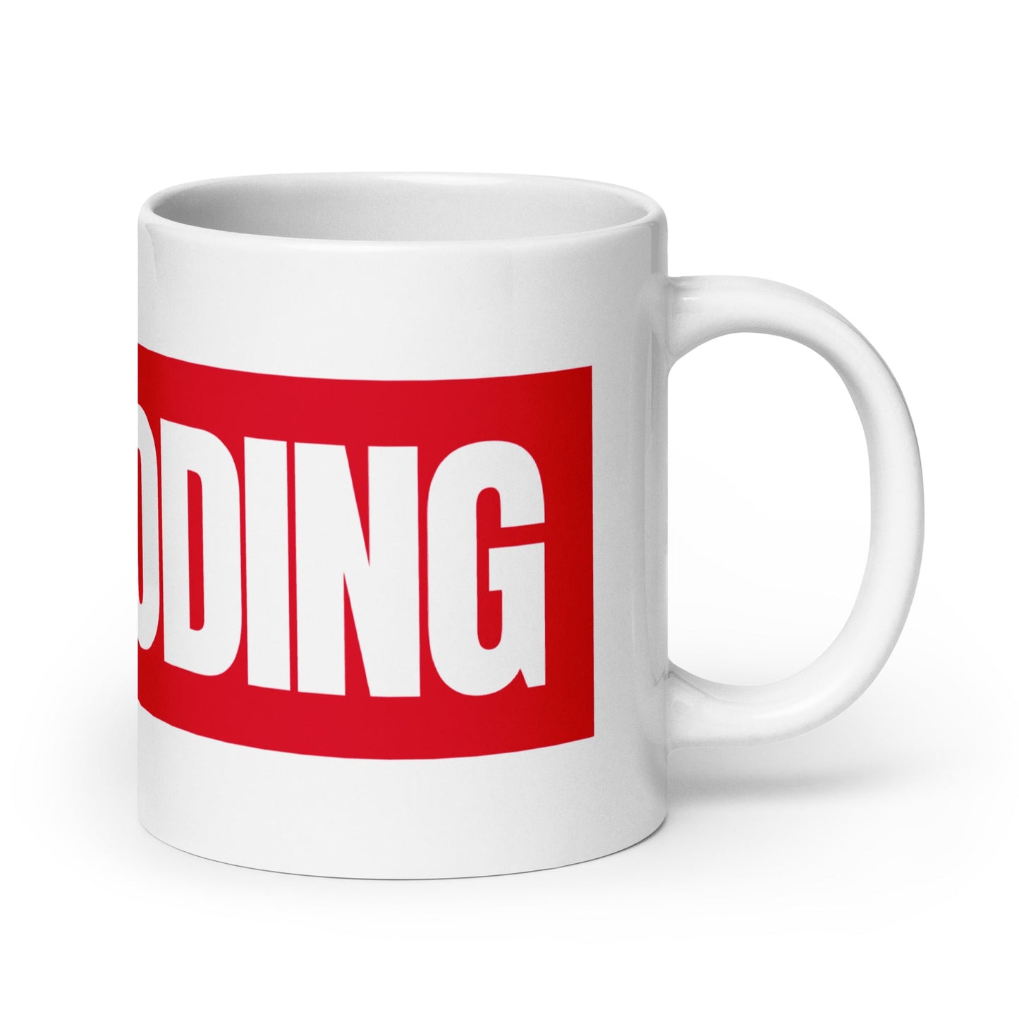 Image of the VIBE CODING Sign White Glossy Mug.