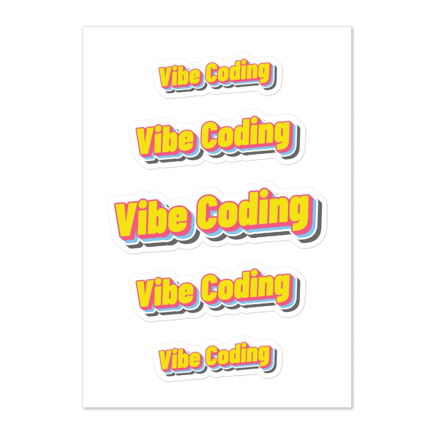 Product mockup photo of the Vibe Coding Sticker Sheet.