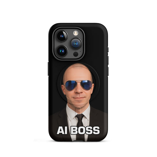 Image of the AI BOSS Yannic Kilcher MagSafe Tough Case for iPhone iPhone 15 Pro.