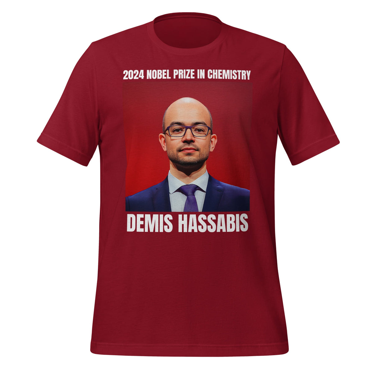 Image of the 2024 Nobel Prize in Chemistry Demis Hassabis T-Shirt (unisex) Cardinal / XS.