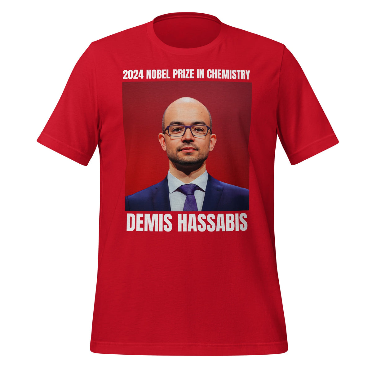 Image of the 2024 Nobel Prize in Chemistry Demis Hassabis T-Shirt (unisex) Red / M.